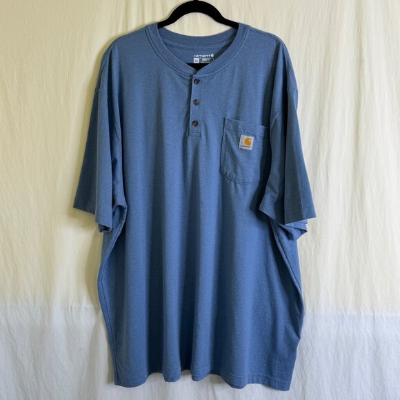 Carhartt Loose Fit 3-Button Polo Shirt Pocket Logo  Blue Men's Size 3XL - Picture 1 of 6